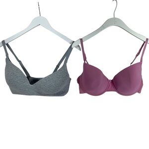 La Vie En Rose & Jessica set of 2 Women's Gray and Pink Bras Set size 38D